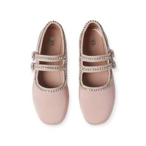 Zara  Jewel Satin-look  Ballet Flats Size 33 = 2